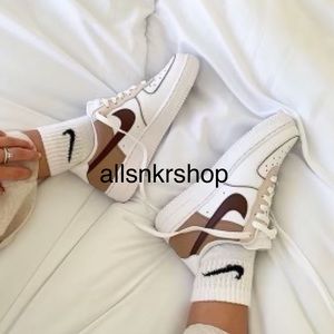 Nike Air Force 1 low custom brown cream biege